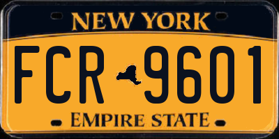 NY license plate FCR9601