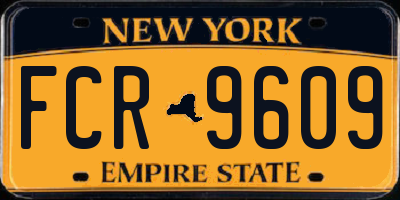 NY license plate FCR9609