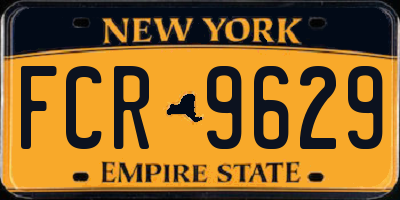 NY license plate FCR9629