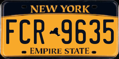 NY license plate FCR9635