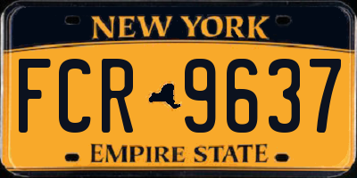 NY license plate FCR9637