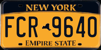 NY license plate FCR9640