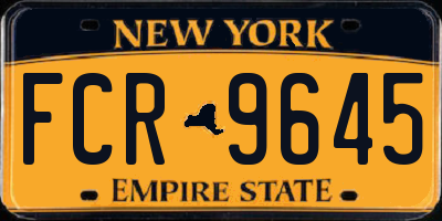 NY license plate FCR9645