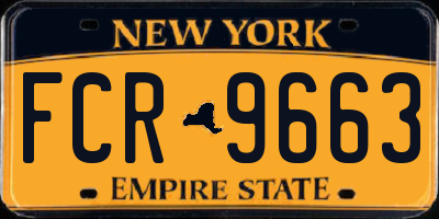 NY license plate FCR9663