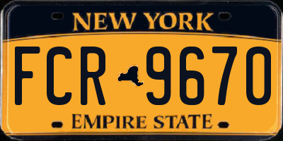 NY license plate FCR9670