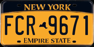 NY license plate FCR9671