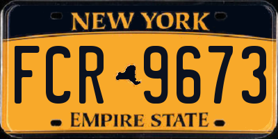NY license plate FCR9673