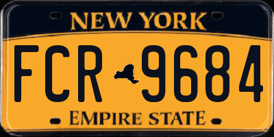 NY license plate FCR9684