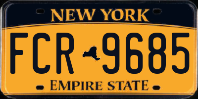 NY license plate FCR9685