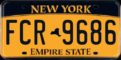 NY license plate FCR9686
