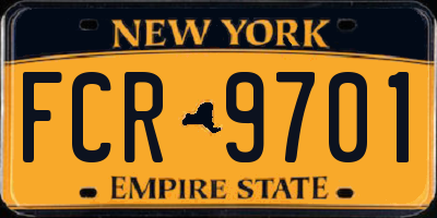 NY license plate FCR9701