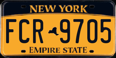 NY license plate FCR9705