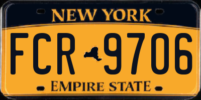 NY license plate FCR9706