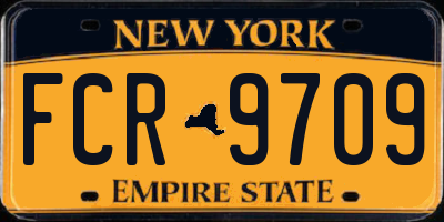 NY license plate FCR9709