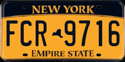 NY license plate FCR9716