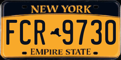 NY license plate FCR9730
