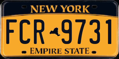 NY license plate FCR9731