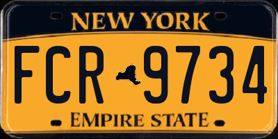 NY license plate FCR9734
