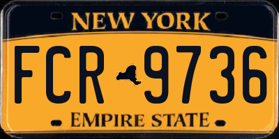 NY license plate FCR9736