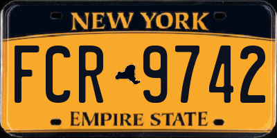 NY license plate FCR9742