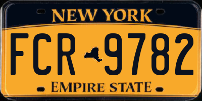 NY license plate FCR9782