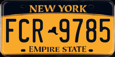 NY license plate FCR9785