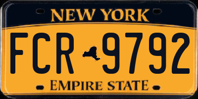 NY license plate FCR9792