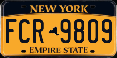 NY license plate FCR9809