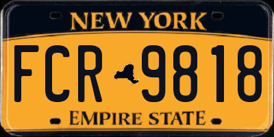 NY license plate FCR9818