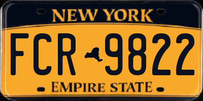 NY license plate FCR9822