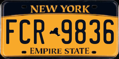 NY license plate FCR9836