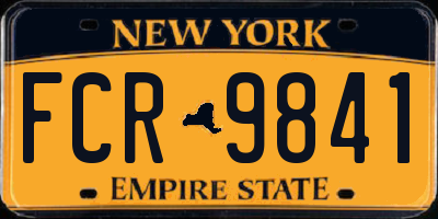 NY license plate FCR9841