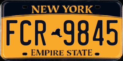 NY license plate FCR9845