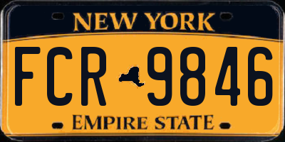NY license plate FCR9846
