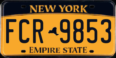 NY license plate FCR9853
