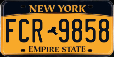 NY license plate FCR9858