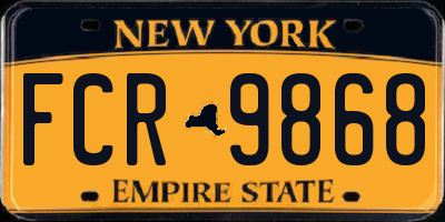 NY license plate FCR9868