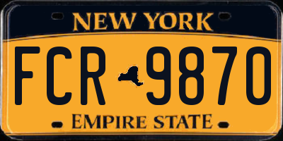 NY license plate FCR9870