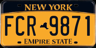 NY license plate FCR9871