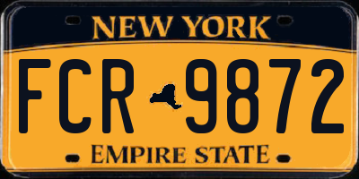 NY license plate FCR9872