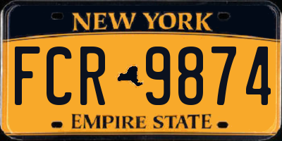 NY license plate FCR9874