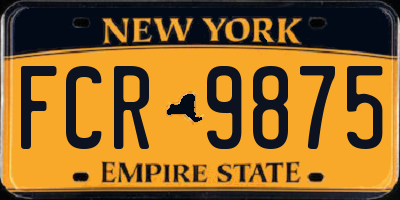 NY license plate FCR9875