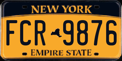 NY license plate FCR9876