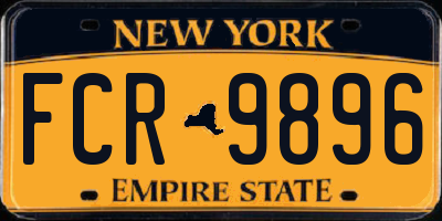 NY license plate FCR9896