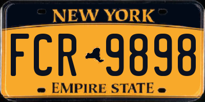 NY license plate FCR9898