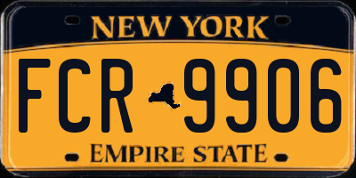 NY license plate FCR9906