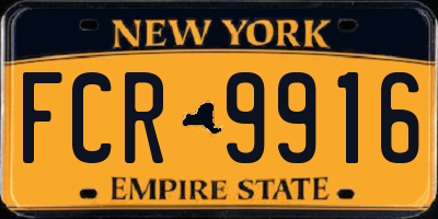 NY license plate FCR9916
