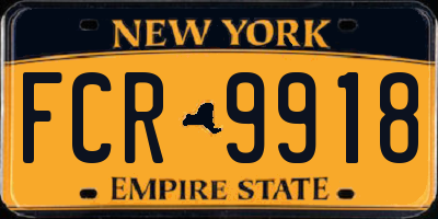 NY license plate FCR9918