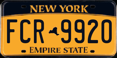 NY license plate FCR9920