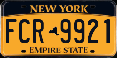 NY license plate FCR9921